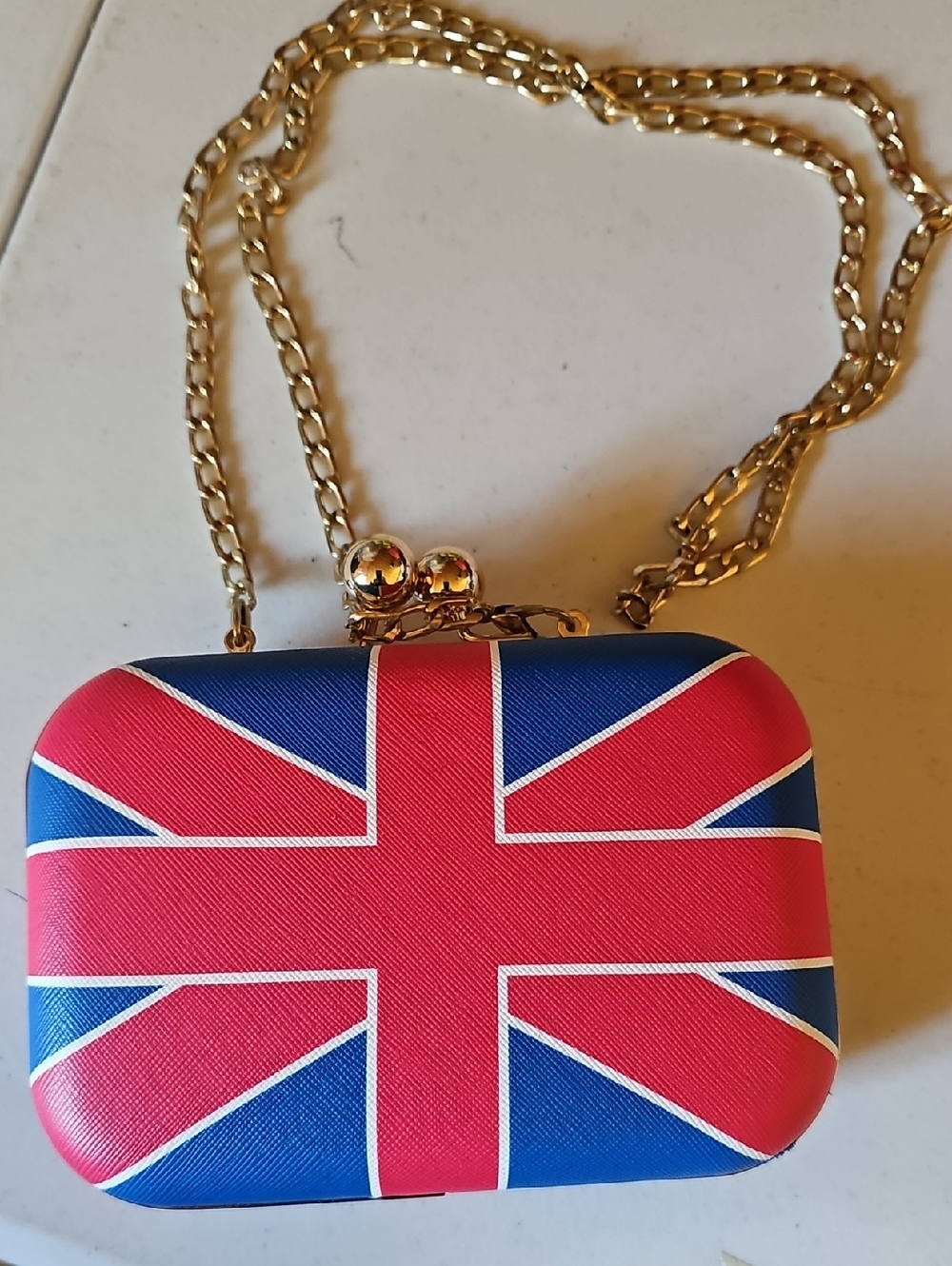 Union Jack Inspired Clutch Wristlet /Crossbody- Blue & Red